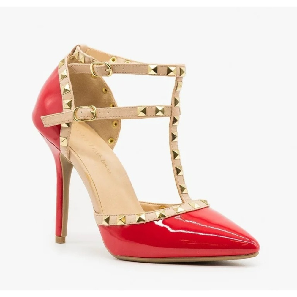 Wild Diva Pumps Studded Collection size 8.5 women red color